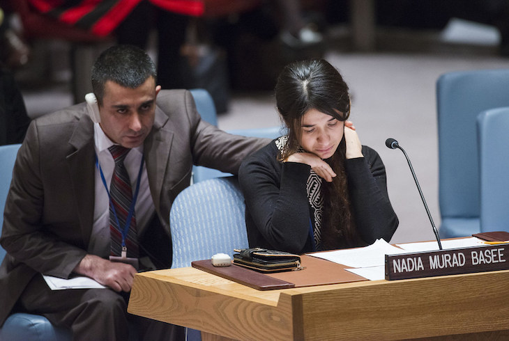 Nadia Murad, ofiara dżihadystów, w RB ONZ (zdj. UN Photo)