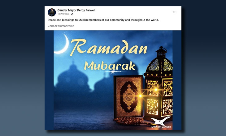 Polityka miasta uwzględnia uczucia mniejszości religijnych, życzenia z okazji Ramadanu (zdj. Facebook/burmistrz Gardner)