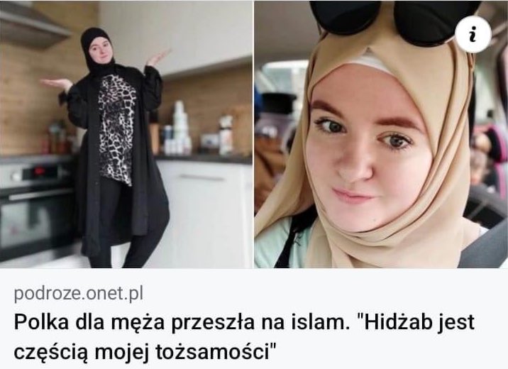 Hidżab jako symbol tożsamości muzułmanki - artykuł onet (zdj. Twitter)